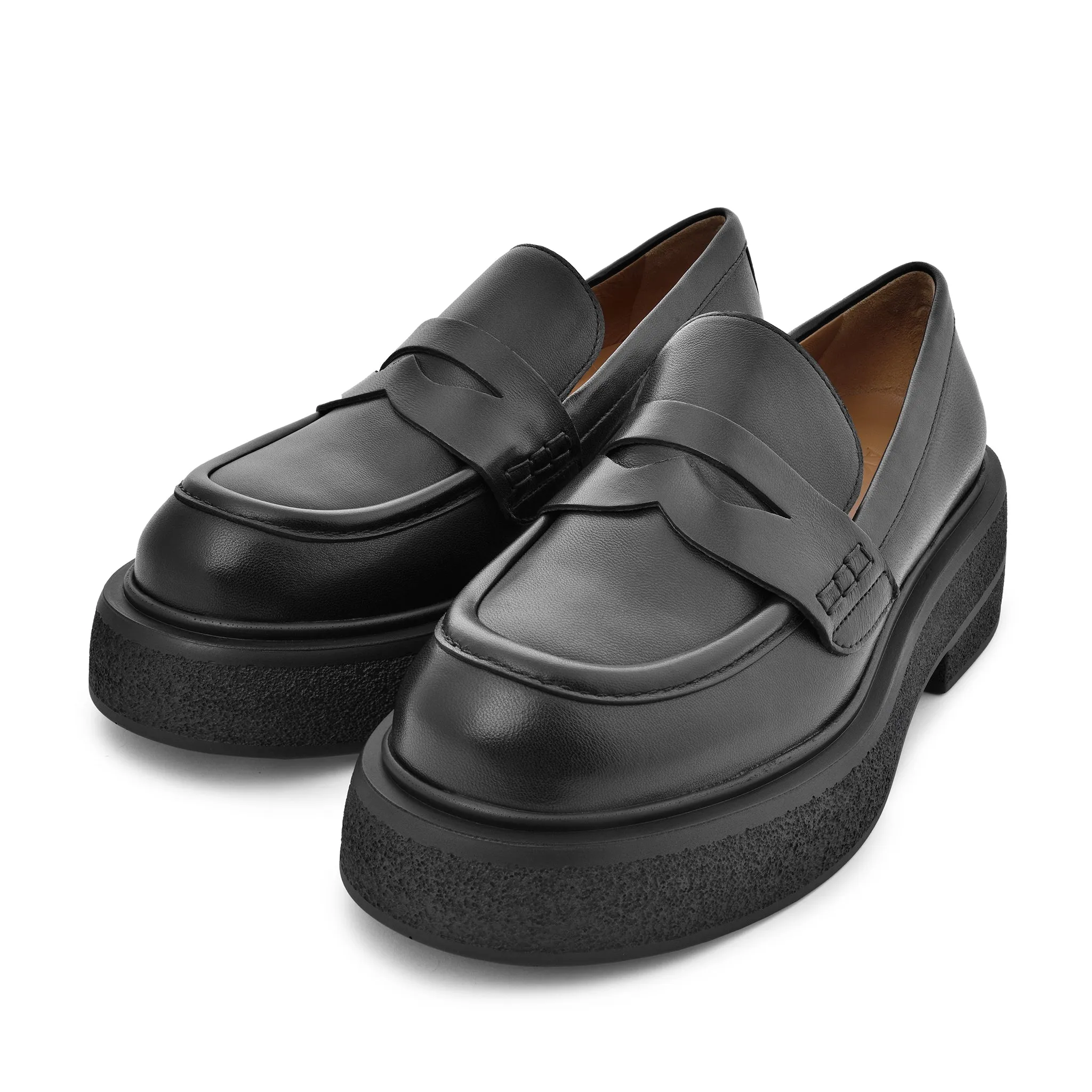 Mikka Black Leather Chunky Loafers