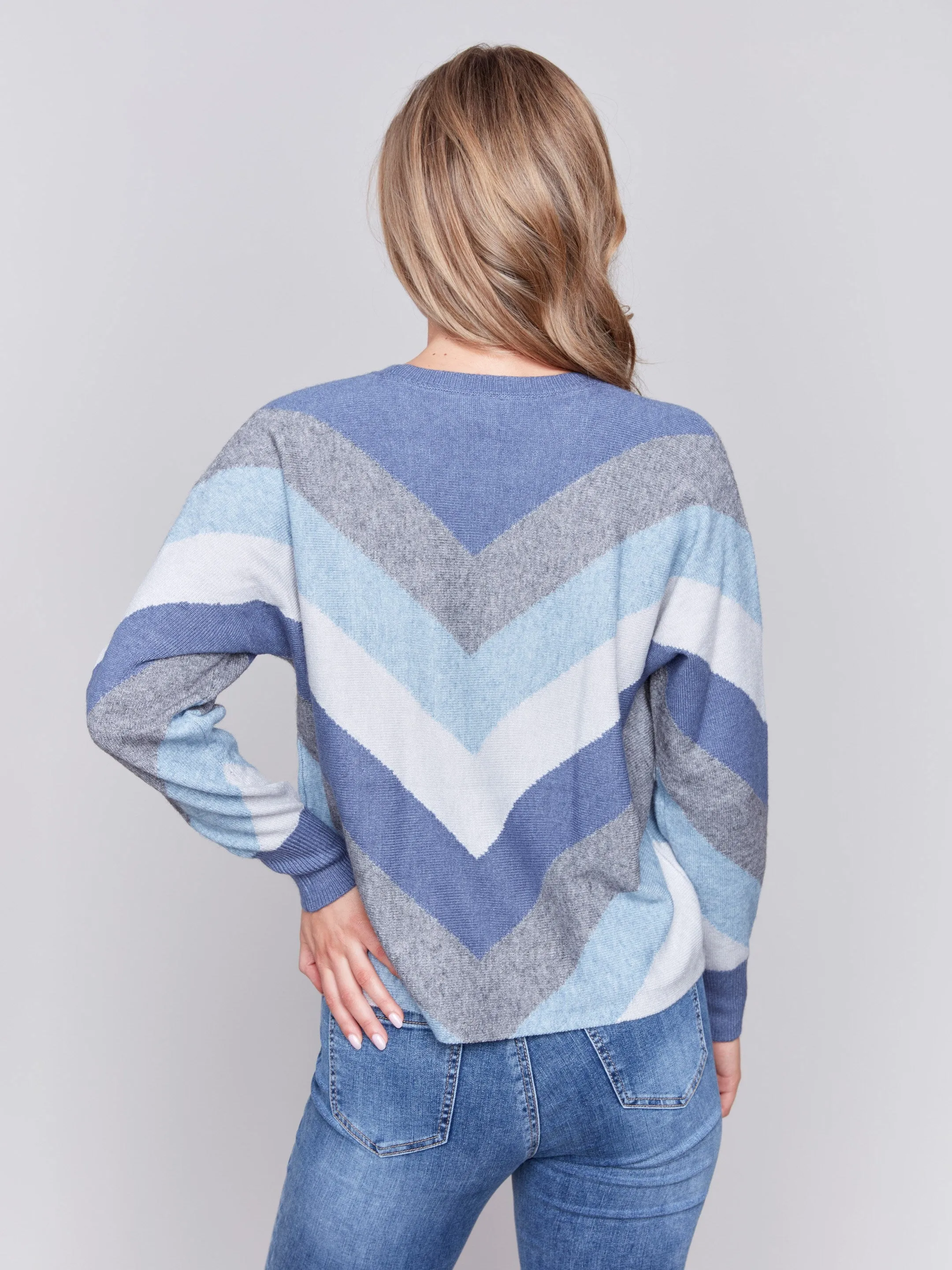 Mitered Stripe Sweater - Denim