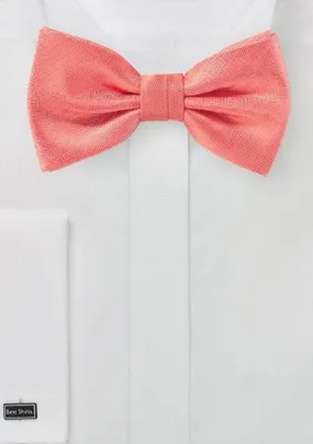 Neon Coral Herringbone Bowtie