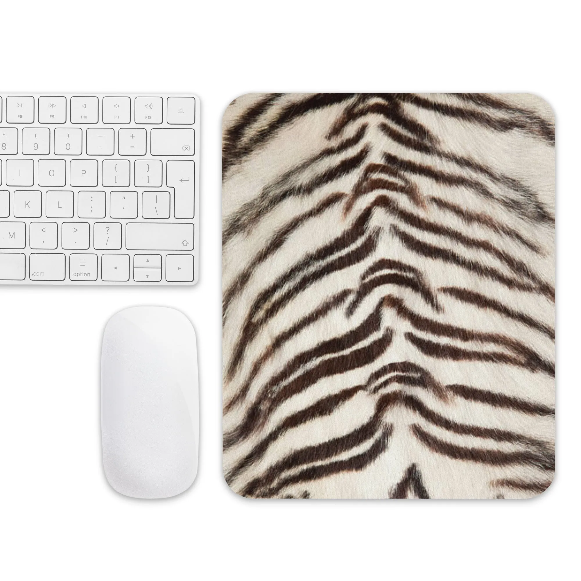 Padded Non-Slip Mousepad - White Tiger Pattern