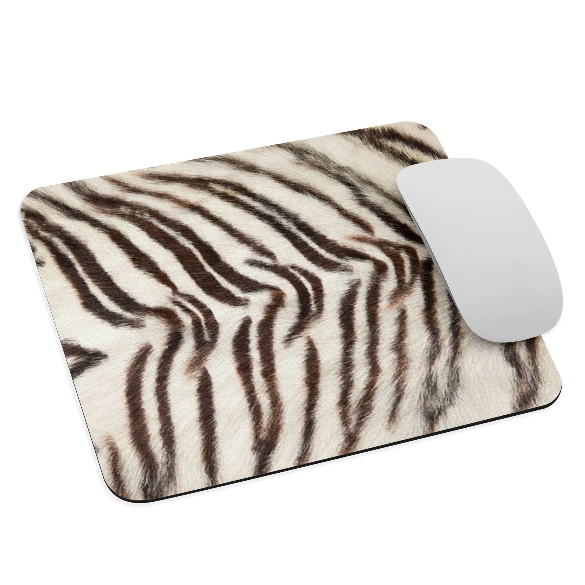 Padded Non-Slip Mousepad - White Tiger Pattern