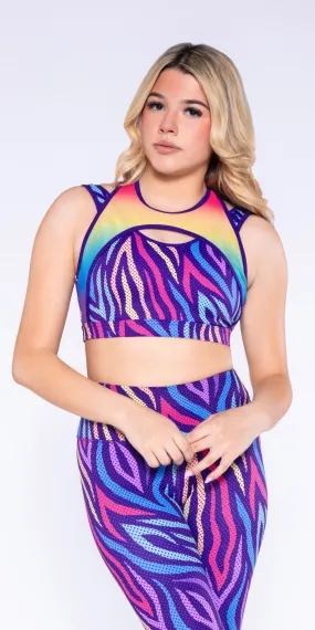 Pop Art Zebra - Hybrid Sports Bra [Final Sale]