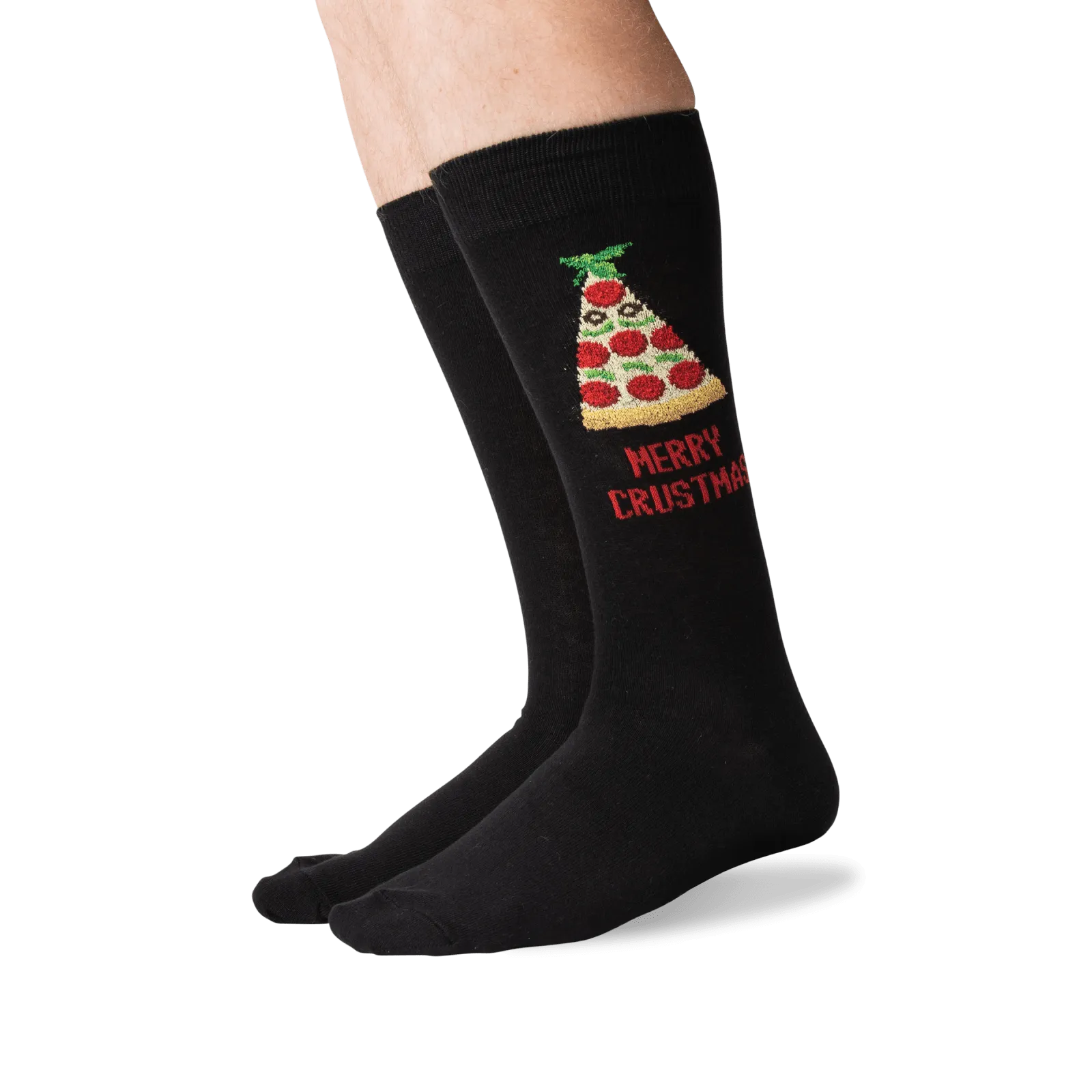 "Merry Crustmas" Cotton Crew  Socks by Hot Sox - Large