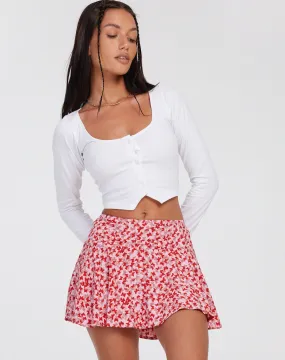 Rara Mini Skirt in Ditsy Butterfly Peach and Red