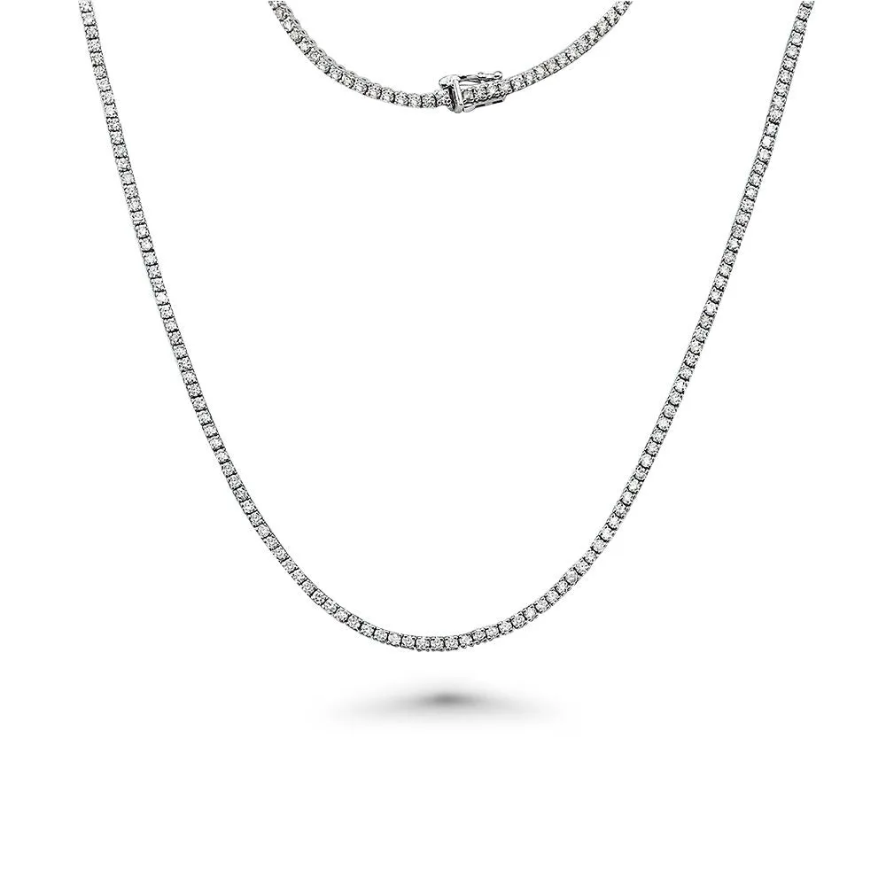 Ready to Ship Diamond Tennis Necklace (7.50 ct.) 2.2 mm 4-Prongs Setting in 14K Gold