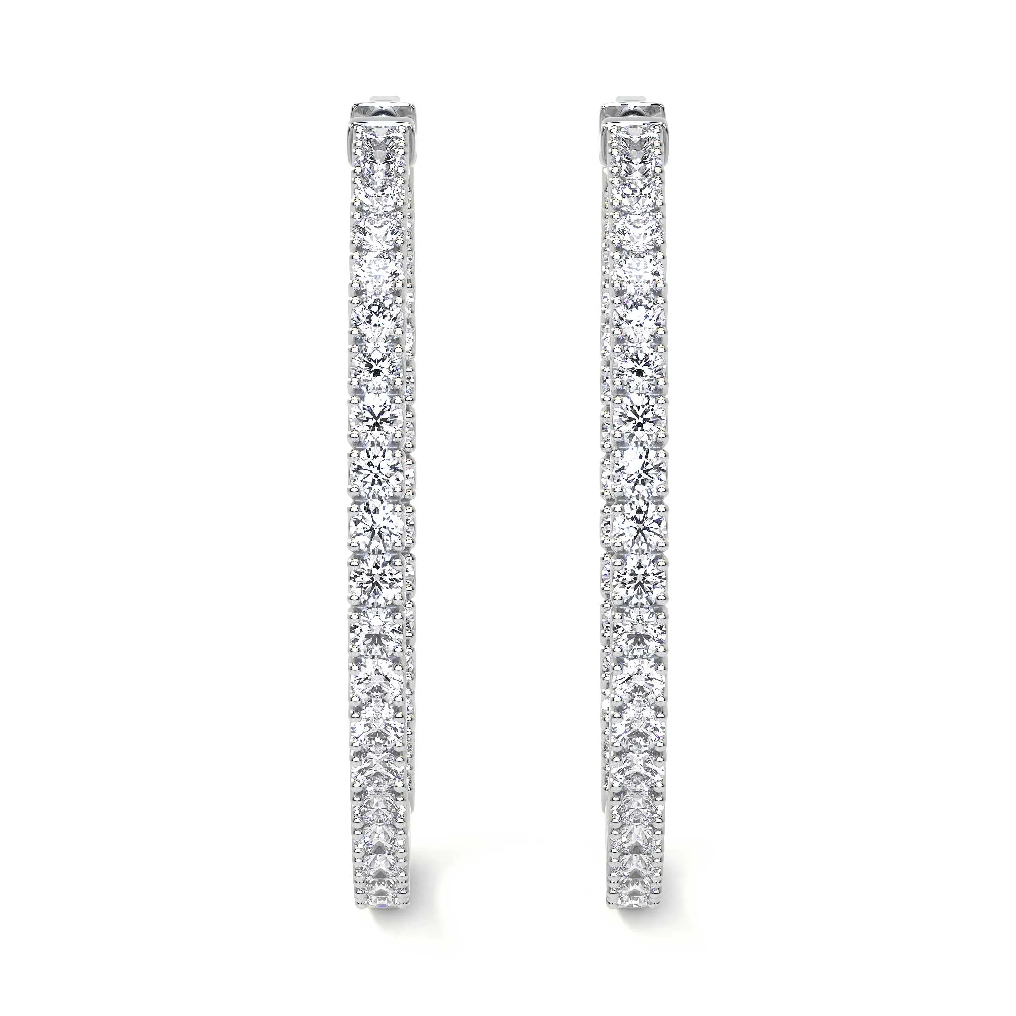 Round Diamond Hoop Earrings, 2.15 CT