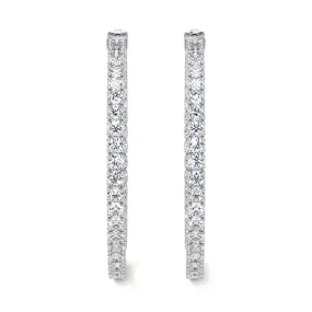 Round Diamond Hoop Earrings, 2.15 CT