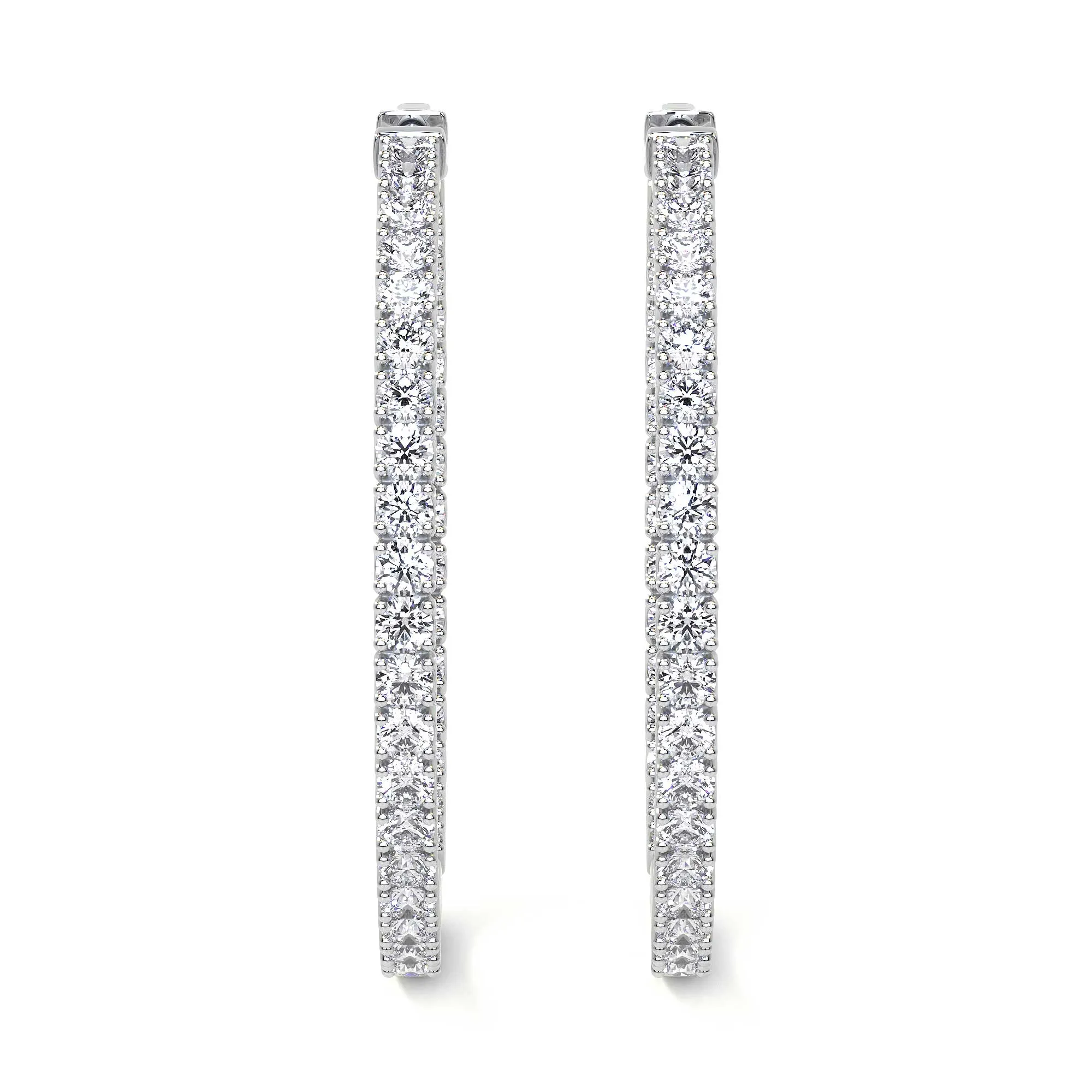 Round Diamond Hoop Earrings, 2.30 CT