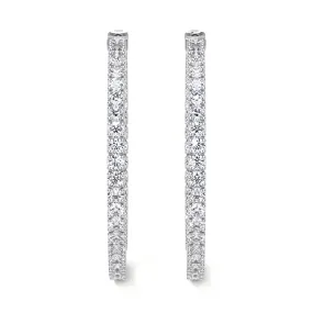 Round Diamond Hoop Earrings, 2.30 CT