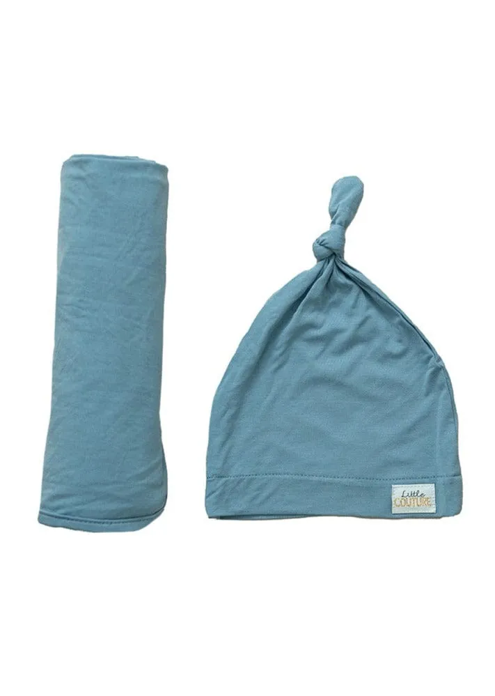 Swaddle and Hat - Denim