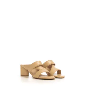 The Band Sandals In Almond Cane Sugar Calf leather