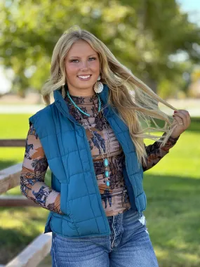 The Think Fall Teal Blue Puffer Vest