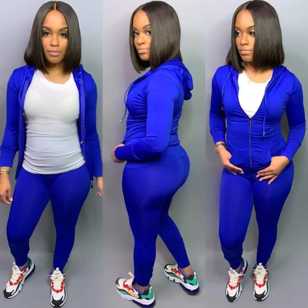 Two Piece Set Tracksuit Women Festival Clothing Fall Winter Top & Pant Sweat Suits