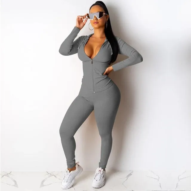 Two Piece Set Tracksuit Women Festival Clothing Fall Winter Top & Pant Sweat Suits