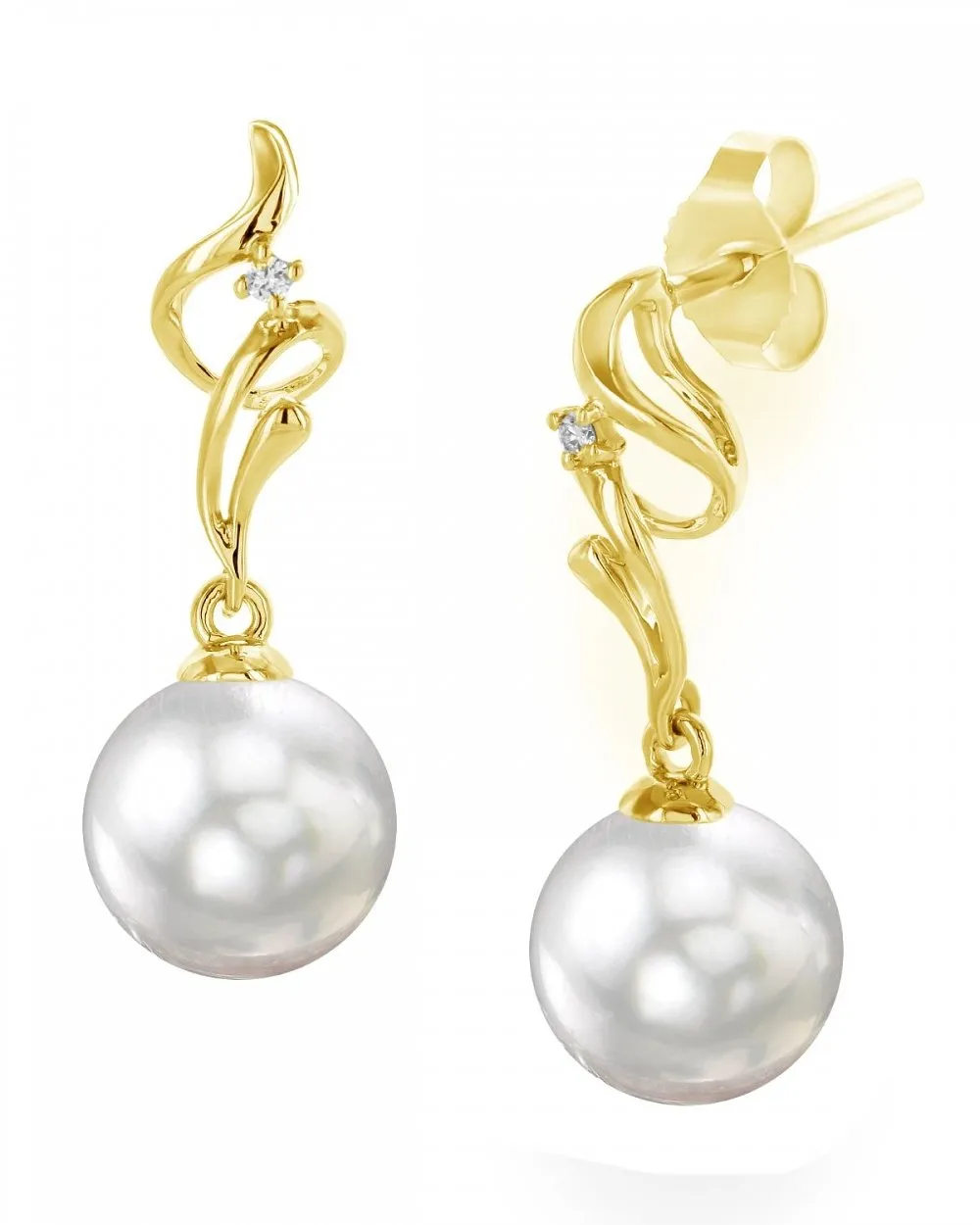 White South Sea Pearl & Diamond Aria Dangle Earrings