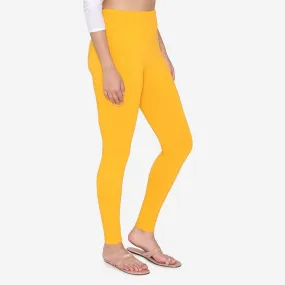 Women's Cotton Ankle leggings (Free Size) - Marigold