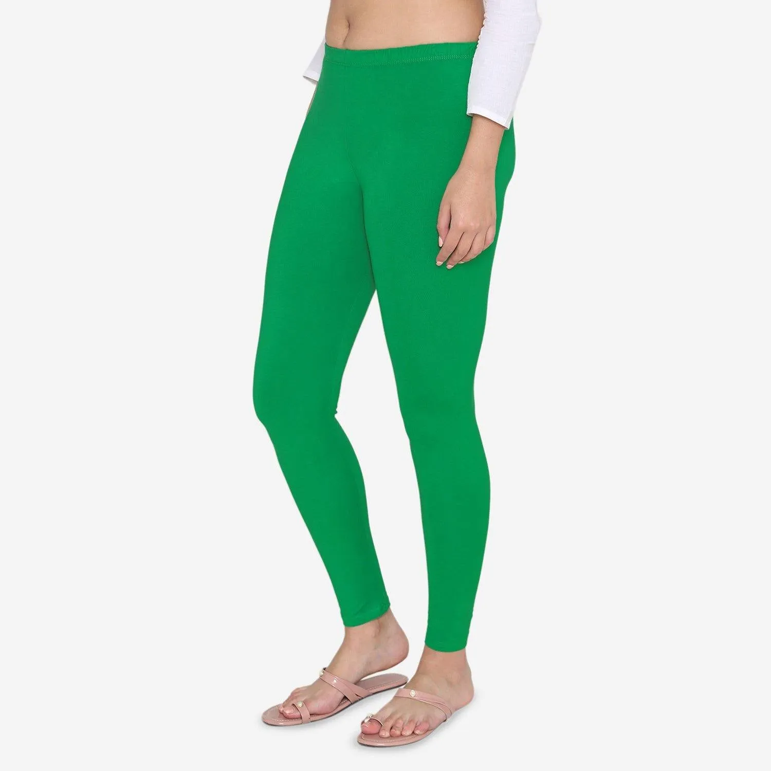 Women's Cotton Ankle leggings (Free Size) - Pepper Green