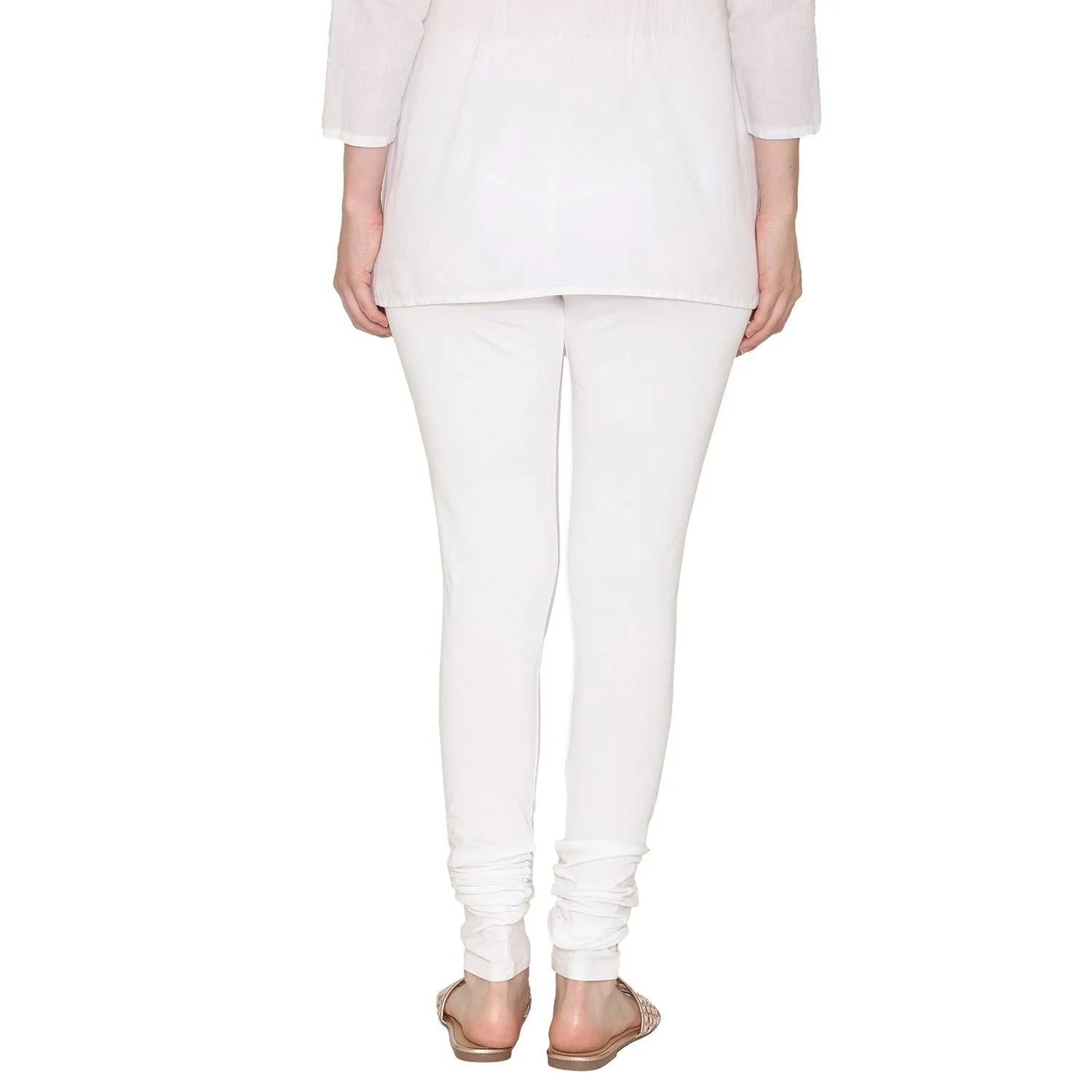 Women's Cotton Churidar Leggings (Free Size) - Off White