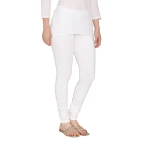 Women's Cotton Churidar Leggings (Free Size) - Off White