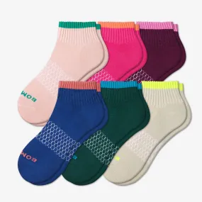 Women's Solid Neon Tipping Quarter Sock 6-Pack